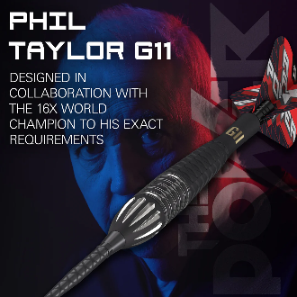 Phil Taylor Raw Power G11 Steel Tip Darts - 95% Tungsten