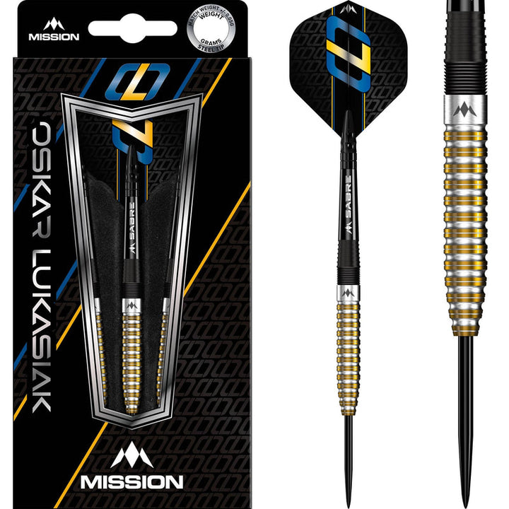 Oskar Lukasiak Black & Gold PVD Steel Tip Darts - 95% Tungsten