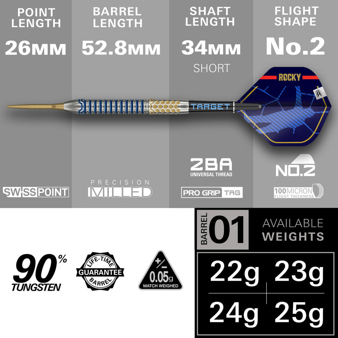 Josh Rock G1 Steel Tip Darts - 90% Tungsten